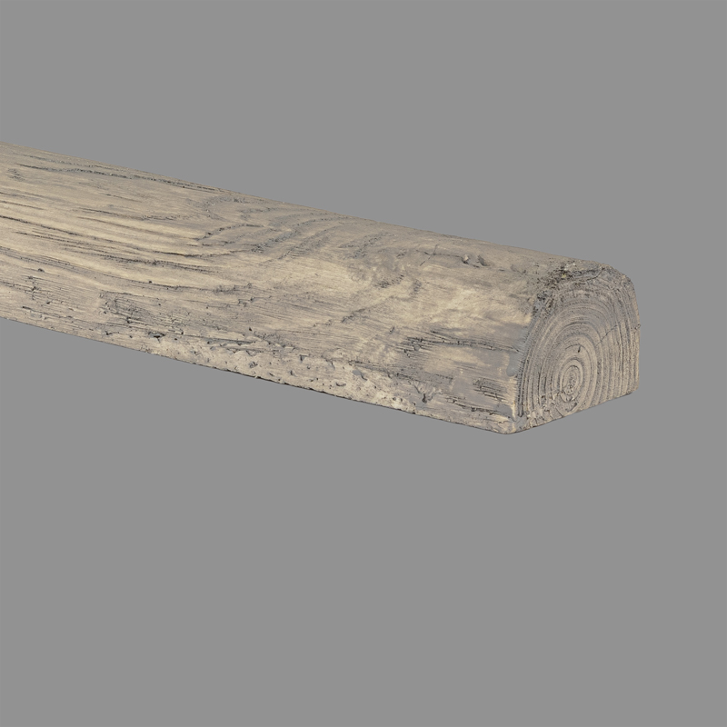 Deckenbalken Rund Holz Imitat Eiche, 9 x 6 cm, Länge 2 m, grau (PU Balken)